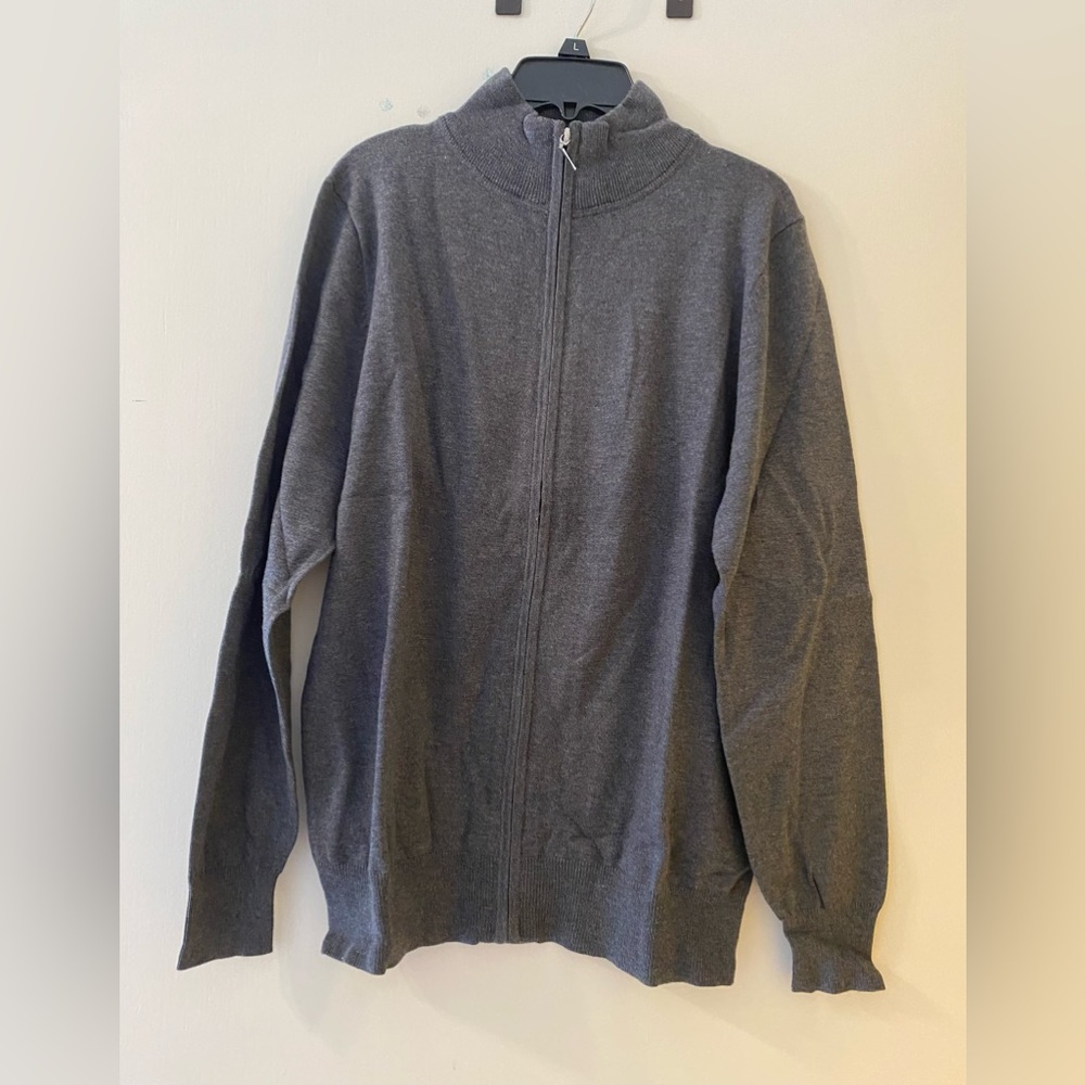 Ladies’ Full Zip Gray Cardigan Sweater Size M